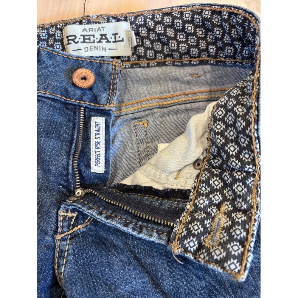 Ariat REAL Denim Perfect Rise Straight Leg Jeans Womens 25R Blue Medium Wash - Picture 7 of 14